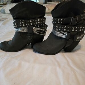 Not Rated Gray Ankle Boots with Studded Straps